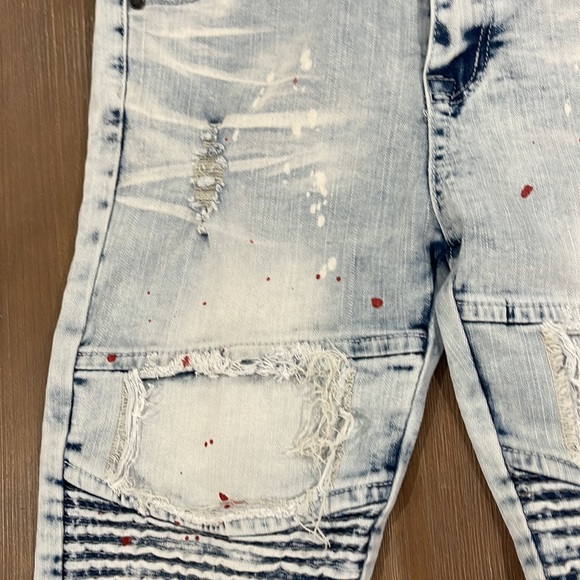 Waimea Paint Splatter Black Distressed Motto Denim skinny fit Jean size 20 - Picture 5 of 16